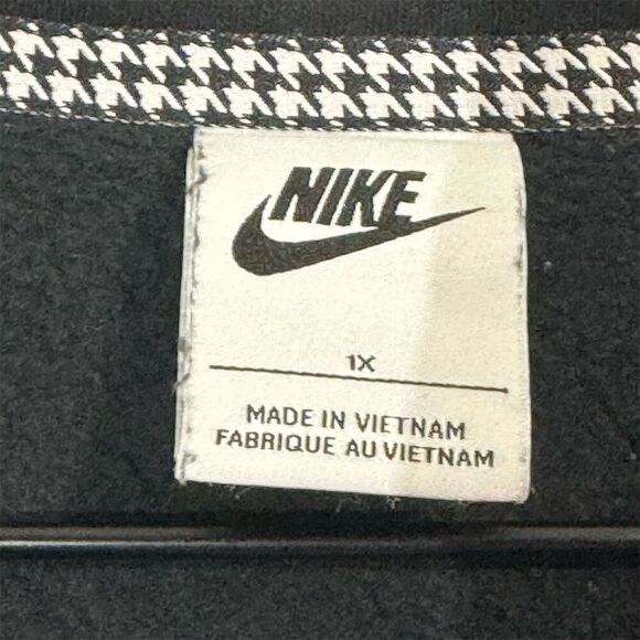Nike Black 1/4 Zip Pullover Sweatshirt Women’s 1X Houndstooth Trim Swoosh Logo - Picture 3 of 4